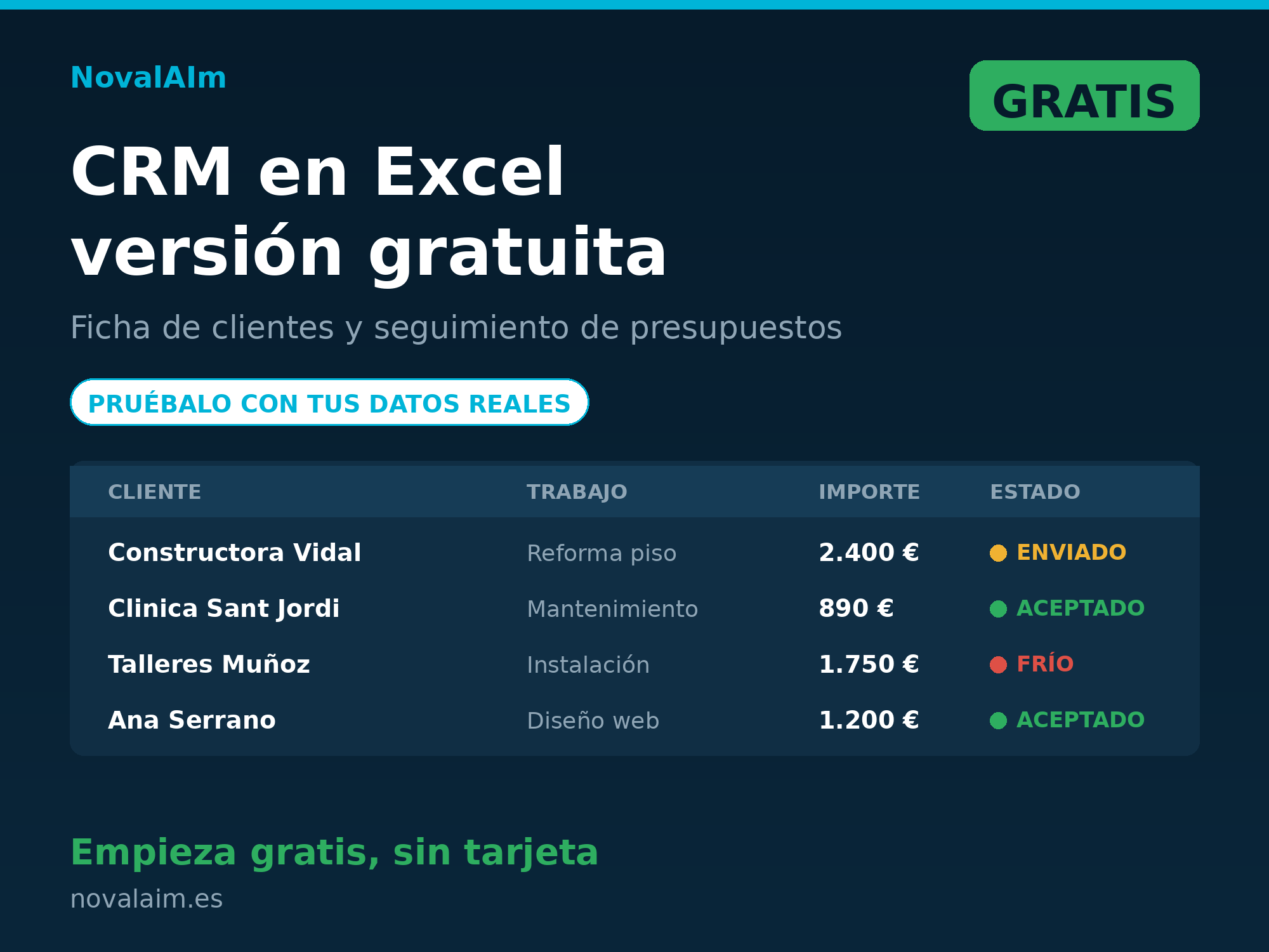 Portada CRM en Excel version gratuita