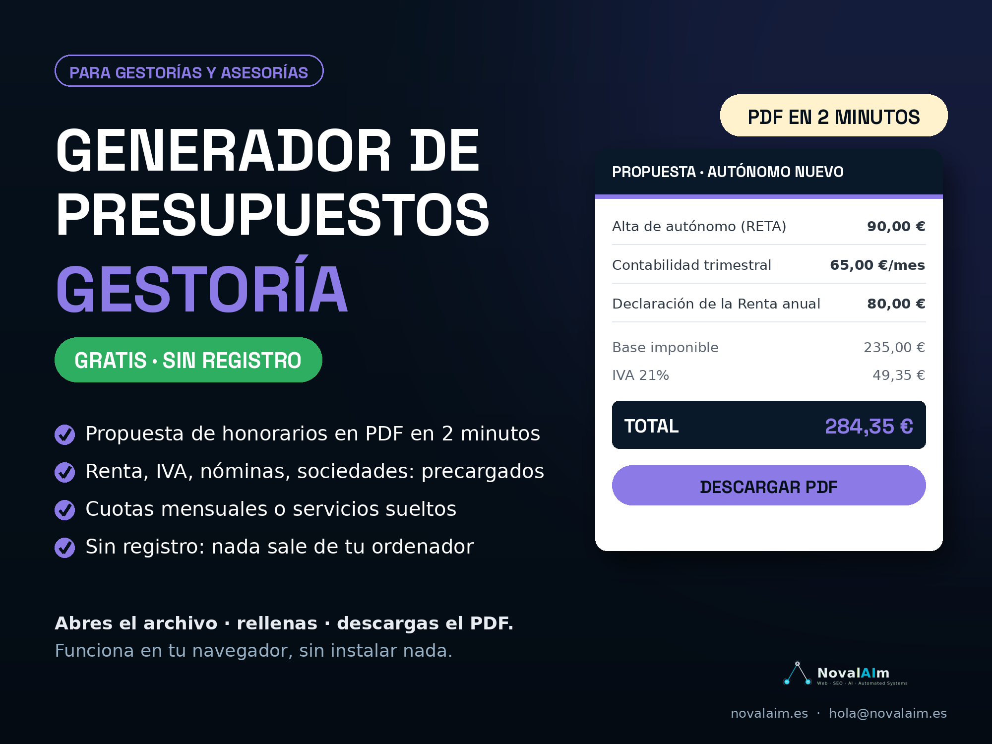 Portada Generador de Propuestas Gestorías