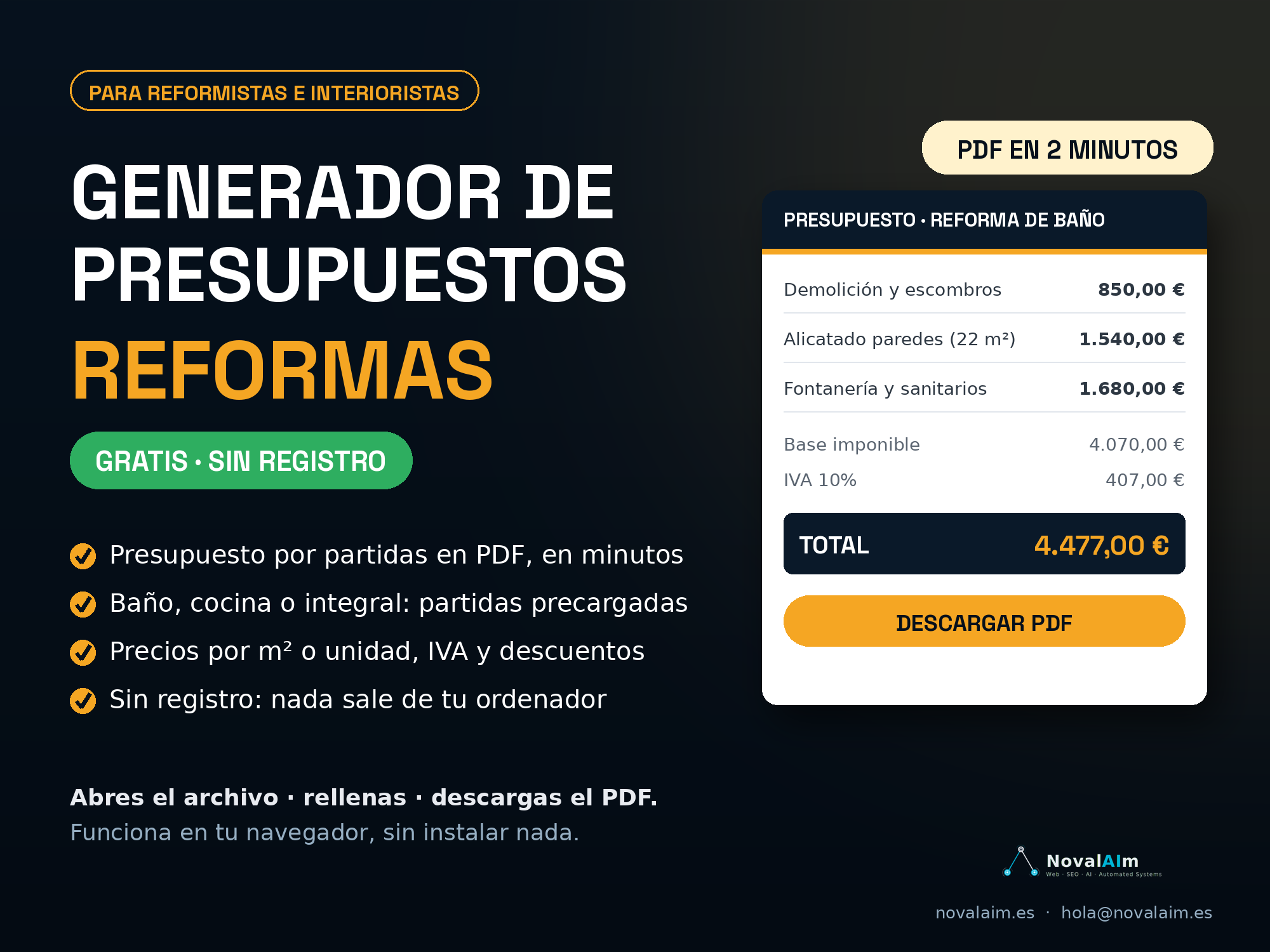 Portada Generador de Presupuestos Reformas
