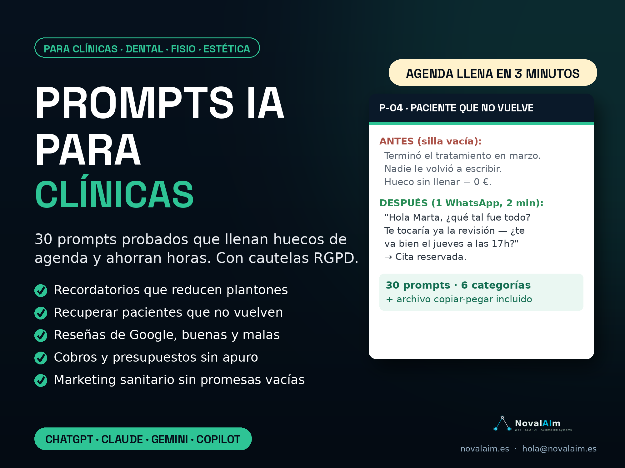 Portada Prompts IA para Clínicas